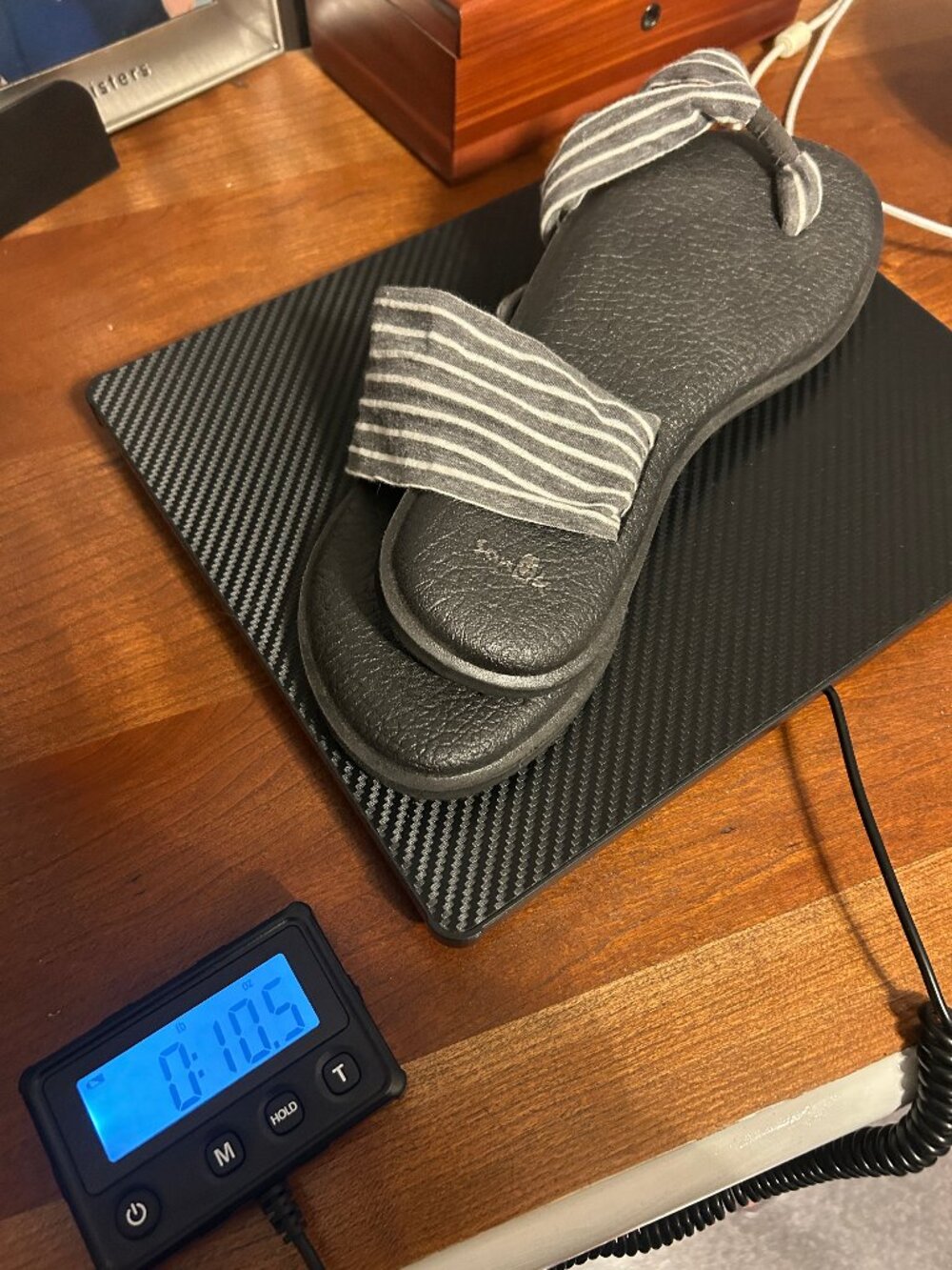 Sanuk Yoga Sling Sandals Women's Size 8 Gray White Stripe Boho Casual Comfort - Picture 5 of 5